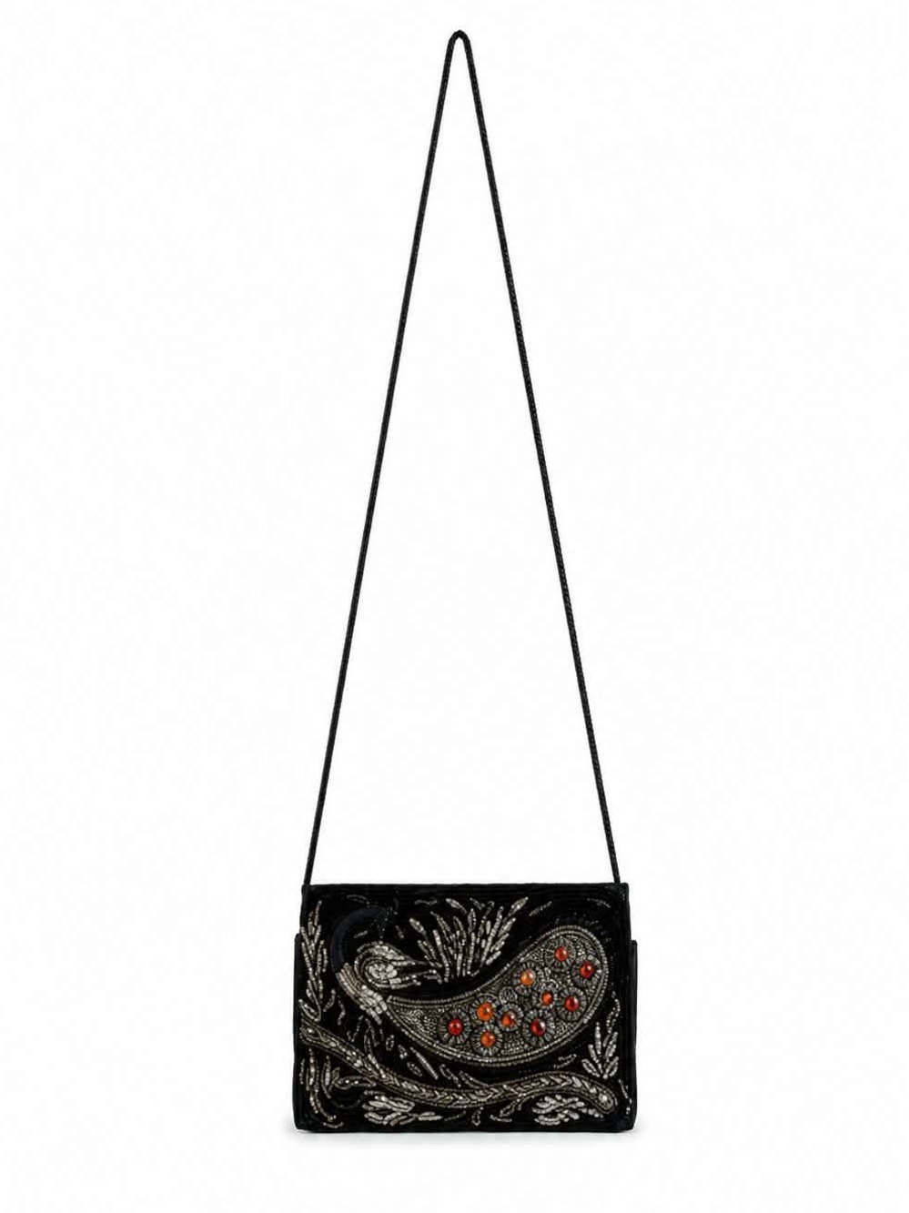 Vintage Black Wire Twist & Beaded Velvet Crossbody Bag – GUC